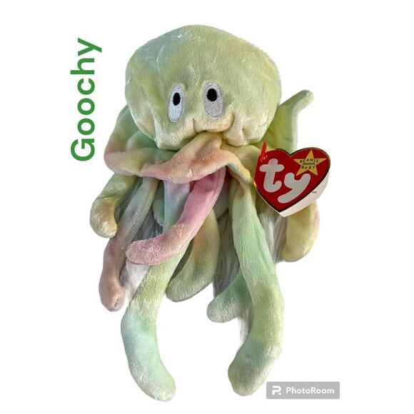 TY Vintage Goochy Beanie Babies Neon Jellyfish With Manufacturer Errors … - Picture 1 of 13